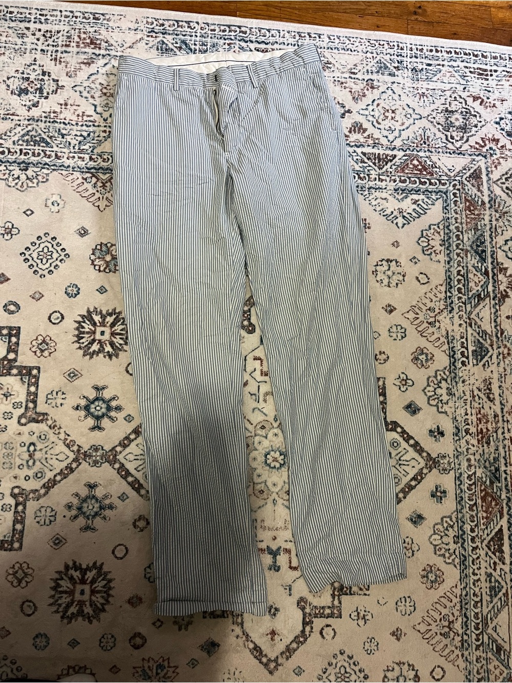 Polo Ralph Lauren Men's Blue and White Pinstripe Pants